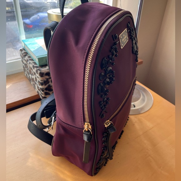 Kate Spade Wilson Road Bradley Backpack plumb with black embellishments - Picture 9 of 16